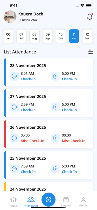 Attendance Management System (RDA Mobile App) screen 3